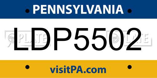 LDP5502 Pennsylvania License Plate