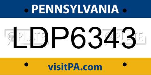LDP6343 Pennsylvania License Plate