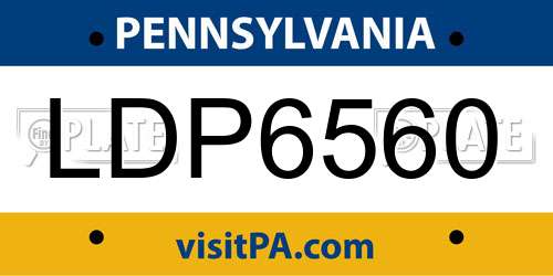 LDP6560 Pennsylvania License Plate