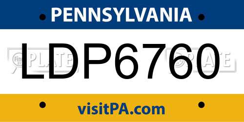 LDP6760 Pennsylvania License Plate