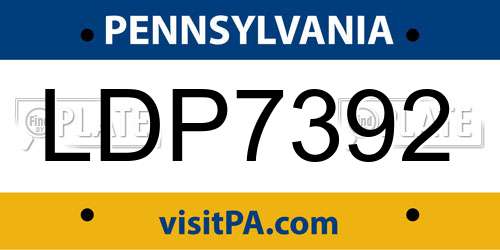 LDP7392 Pennsylvania License Plate