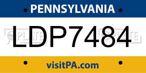 LDP7484 Pennsylvania License Plate