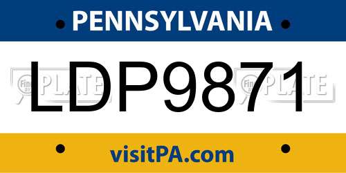 LDP9871 Pennsylvania License Plate