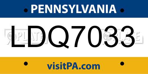 LDQ7033 Pennsylvania License Plate
