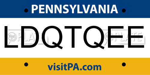 LDQTQEE Pennsylvania License Plate