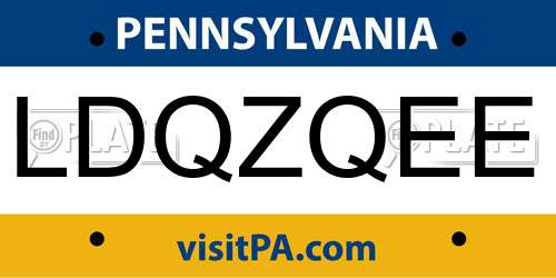 LDQZQEE Pennsylvania License Plate