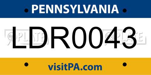LDR0043 Pennsylvania License Plate