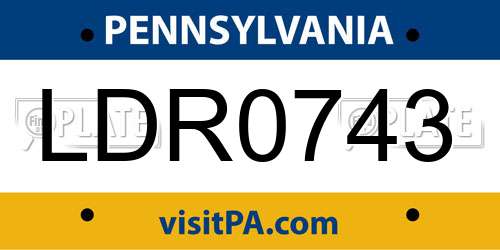 LDR0743 Pennsylvania License Plate