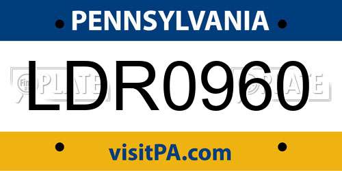 LDR0960 Pennsylvania License Plate
