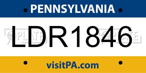 LDR1846 Pennsylvania License Plate