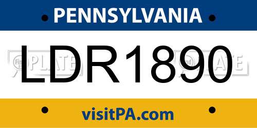 LDR1890 Pennsylvania License Plate