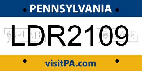 LDR2109 Pennsylvania License Plate