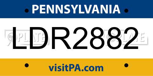 LDR2882 Pennsylvania License Plate