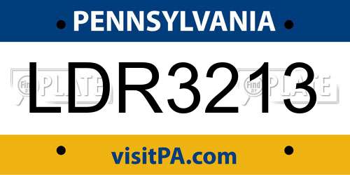 LDR3213 Pennsylvania License Plate