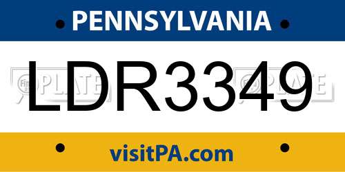 LDR3349 Pennsylvania License Plate