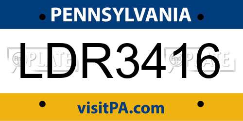 LDR3416 Pennsylvania License Plate