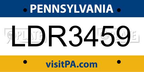 LDR3459 Pennsylvania License Plate