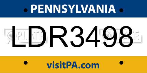 LDR3498 Pennsylvania License Plate