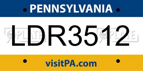 LDR3512 Pennsylvania License Plate
