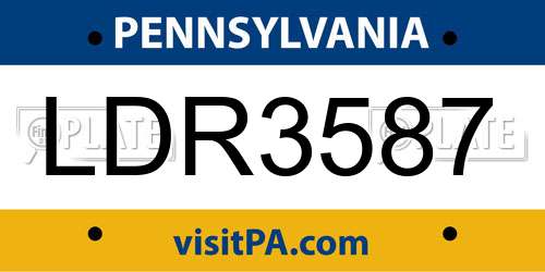 LDR3587 Pennsylvania License Plate