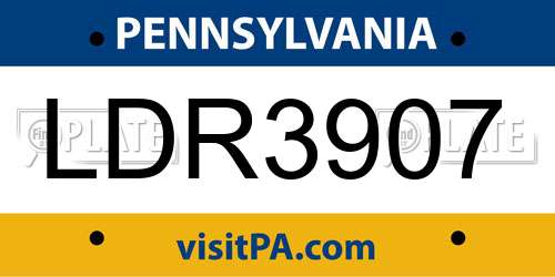LDR3907 Pennsylvania License Plate