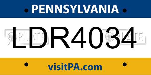 LDR4034 Pennsylvania License Plate