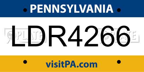 LDR4266 Pennsylvania License Plate