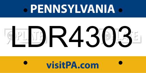 LDR4303 Pennsylvania License Plate
