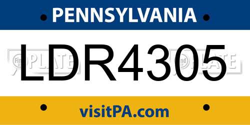 LDR4305 Pennsylvania License Plate