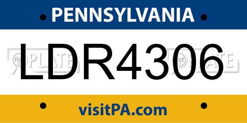 LDR4306 Pennsylvania License Plate