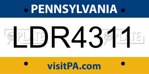 LDR4311 Pennsylvania License Plate