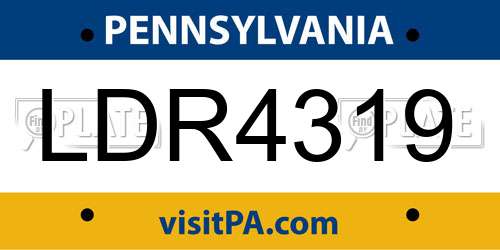 LDR4319 Pennsylvania License Plate