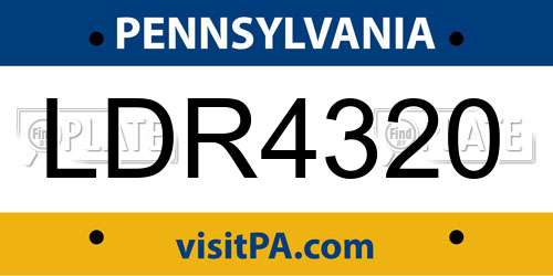 LDR4320 Pennsylvania License Plate