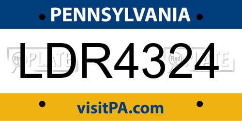 LDR4324 Pennsylvania License Plate
