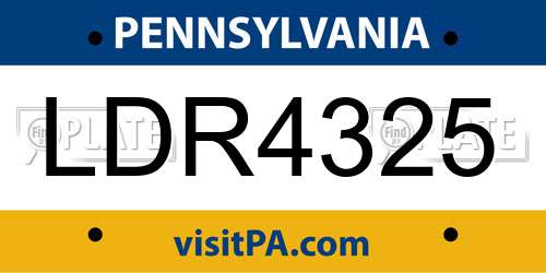 LDR4325 Pennsylvania License Plate