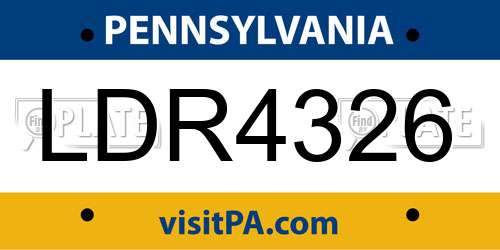 LDR4326 Pennsylvania License Plate