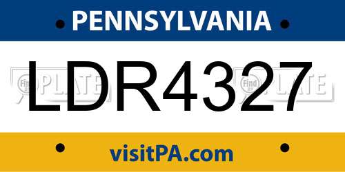 LDR4327 Pennsylvania License Plate