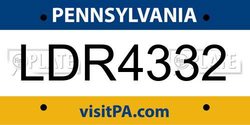 LDR4332 Pennsylvania License Plate