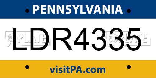 LDR4335 Pennsylvania License Plate