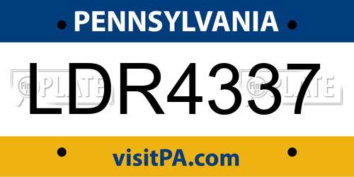 LDR4337 Pennsylvania License Plate
