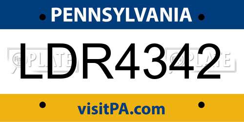 LDR4342 Pennsylvania License Plate
