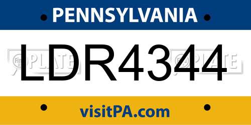 LDR4344 Pennsylvania License Plate
