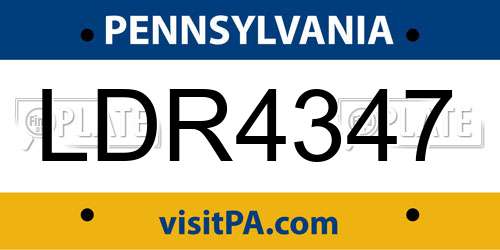 LDR4347 Pennsylvania License Plate