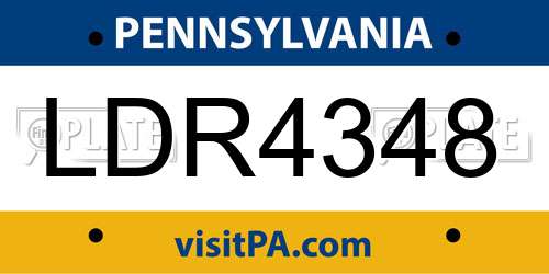 LDR4348 Pennsylvania License Plate