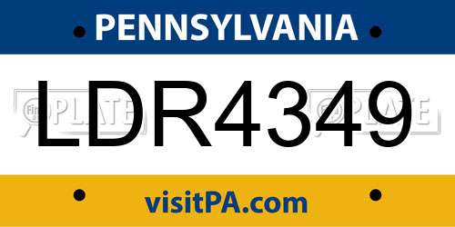 LDR4349 Pennsylvania License Plate