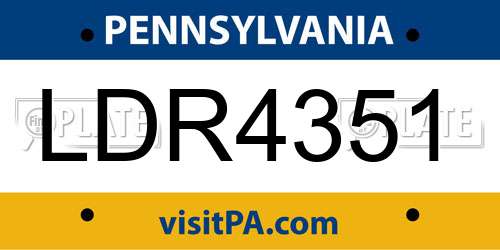 LDR4351 Pennsylvania License Plate