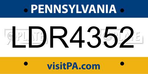 LDR4352 Pennsylvania License Plate