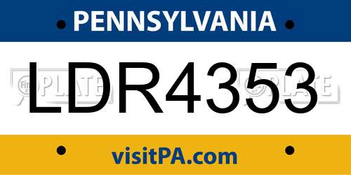 LDR4353 Pennsylvania License Plate