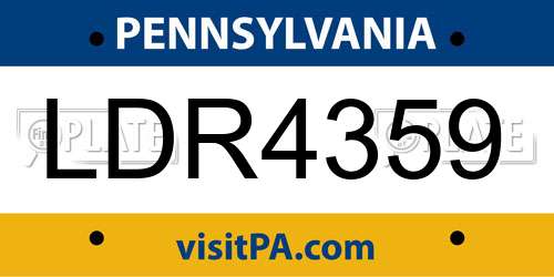 LDR4359 Pennsylvania License Plate