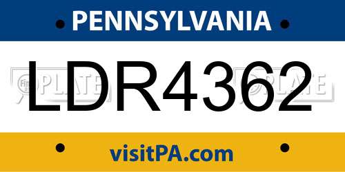 LDR4362 Pennsylvania License Plate